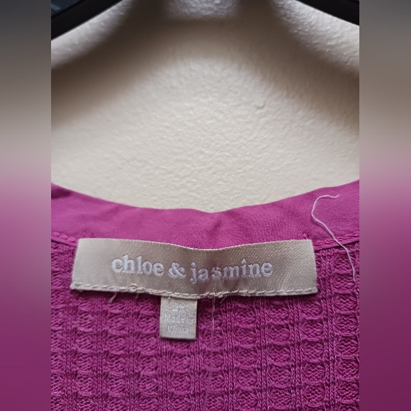 Chloe & Jasmine NWT studded mauve waffle knit shirt size 2X - Picture 2 of 5